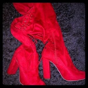 Red Thigh High Boots